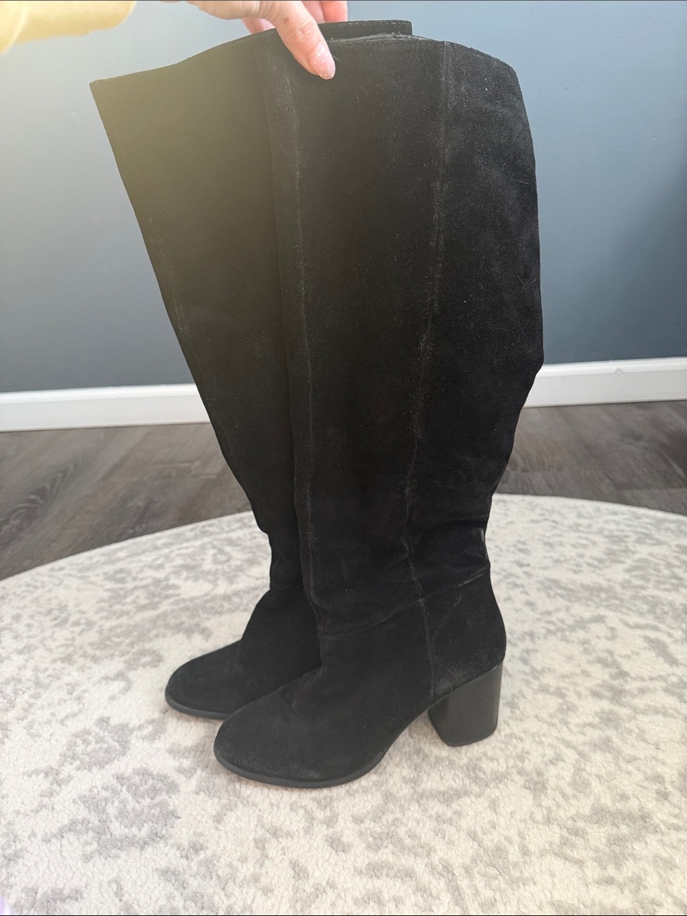 Steve Madden Black Suede Knee-High Boots Sz 10